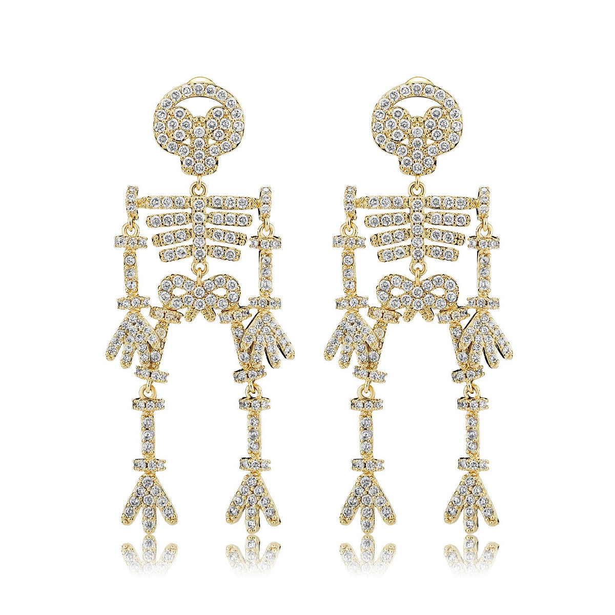Deechy Skull Drop Earrings — Sterling Silver & Cubic Zirconia | Élan Levant