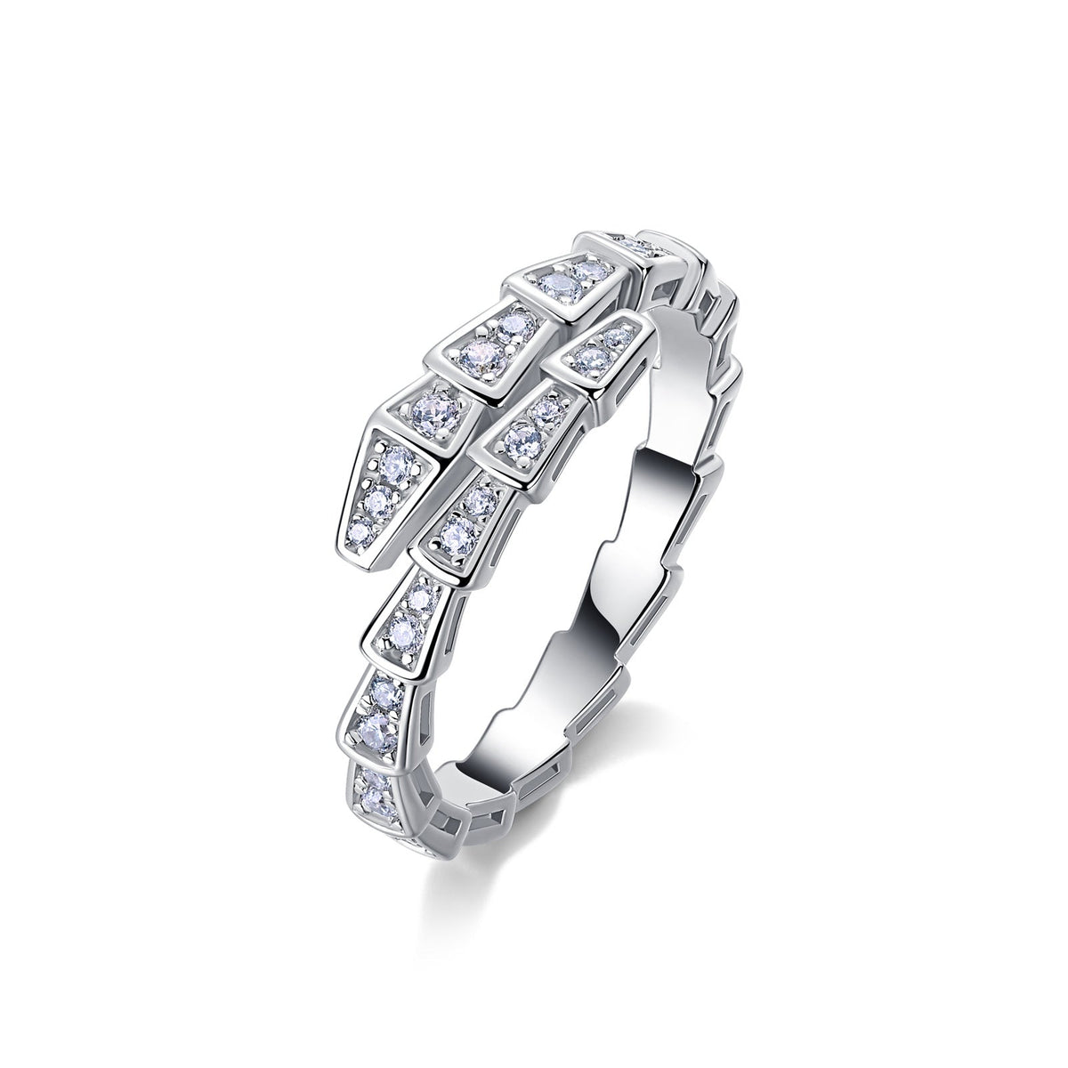 Deechy Pavé Moissanite Snake Wrap Ring — Sterling Silver | Élan Levant