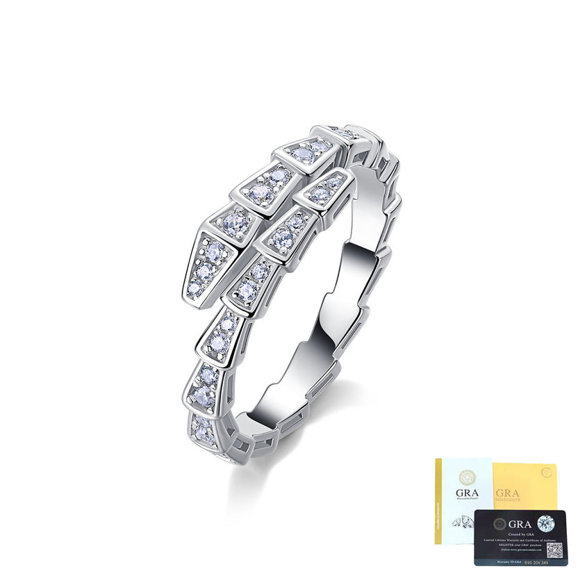 Deechy Pavé Moissanite Snake Wrap Ring — Sterling Silver | Élan Levant